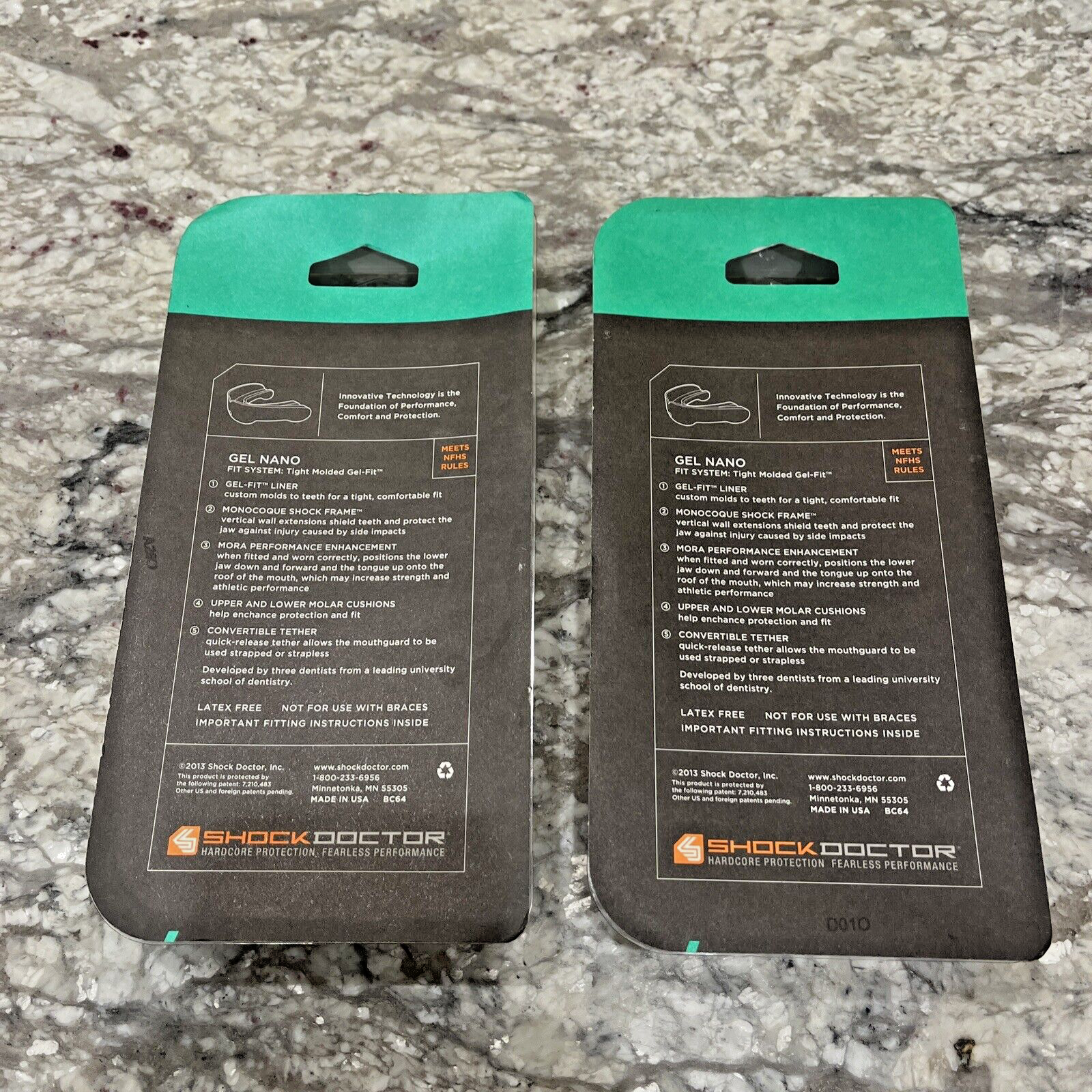 NEW - Two Shock Doctor Gel Nano ADULT Mouthpiece Mouth Guard