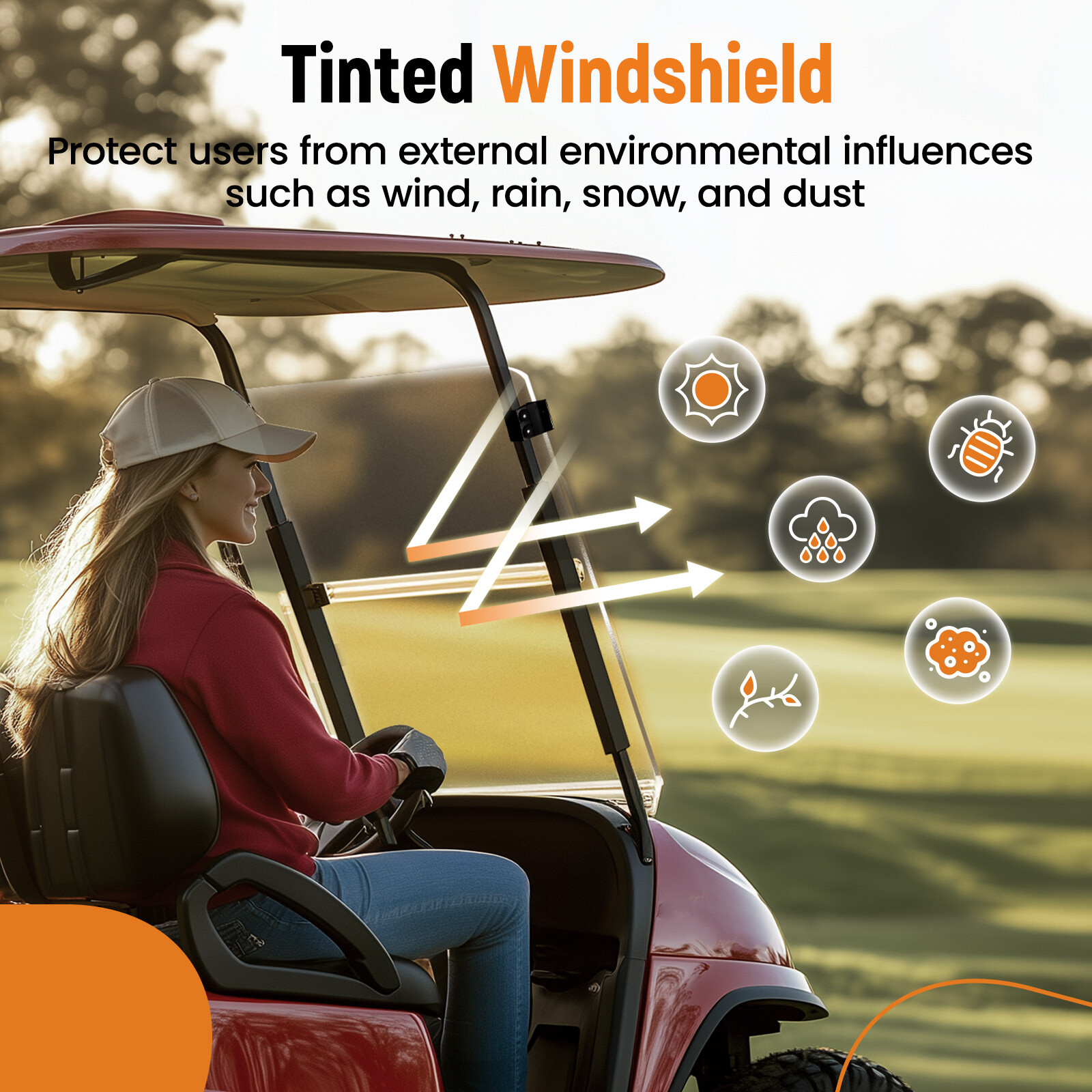 Front Tinted Windshield Windscreen for Yamaha G14 G16 G19 Golf Cart 95-03 PC 4MM