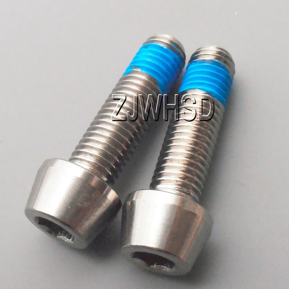 2pcs M7 x 25 Titanium Ti Screw Bolt Allen hex Taper Socket Cap Head+Threadlocker