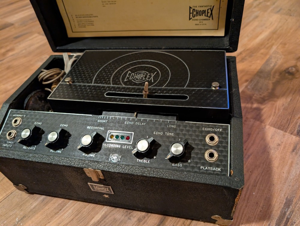 Maestro EchoPlex EP-4 Tape Echo Machine 1970s Black With Foot Switch NO ISSUES!