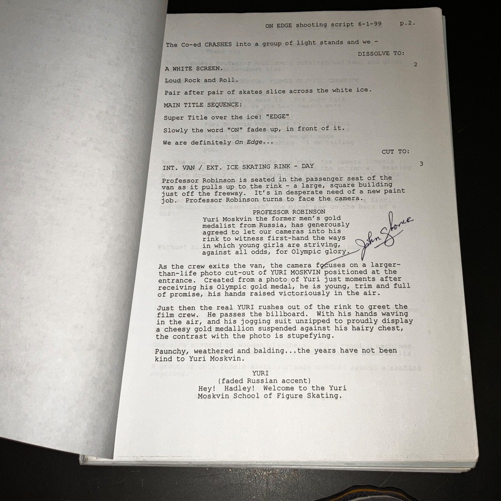 ON EDGE (6/1/99) Plus-Size Skating Comedy - Blue Revised Shooting Script + COA