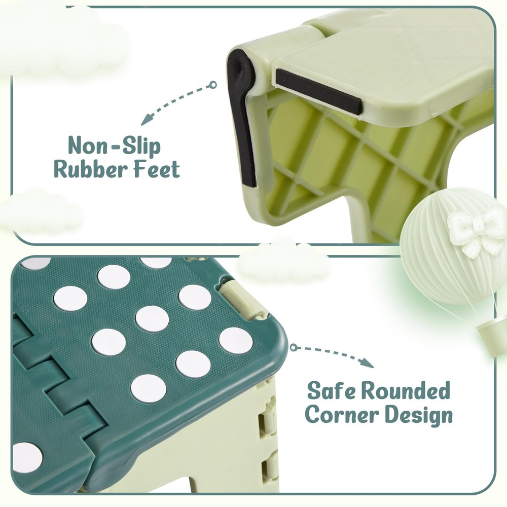 9 Inch Folding Step Stool 300 LB Capacity Plastic Foldable Step Stools for Ki...
