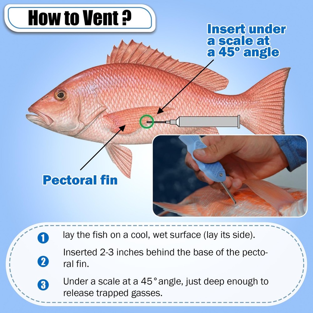 Fish Venting Tool With Fish Hook Remover Safe Convenient Dehooker Device