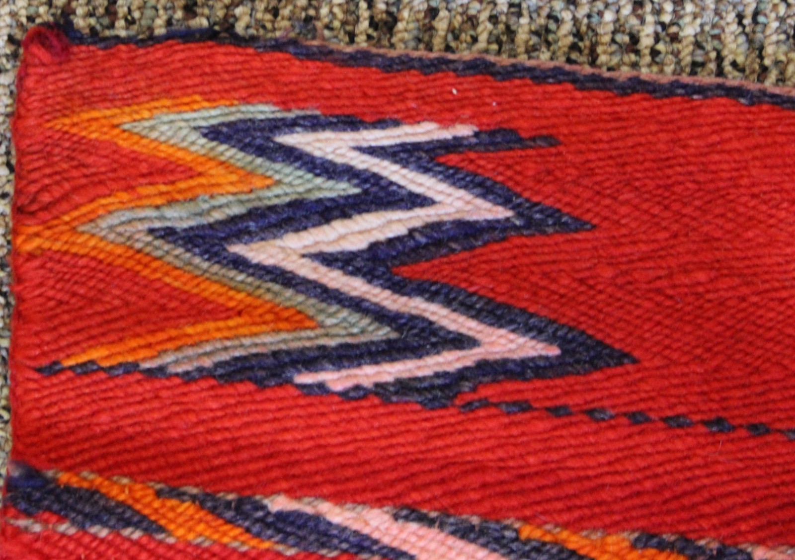 Vintage Late Classic Navajo Sunday Saddle Blanket with Wedge Weave Feeling Twill