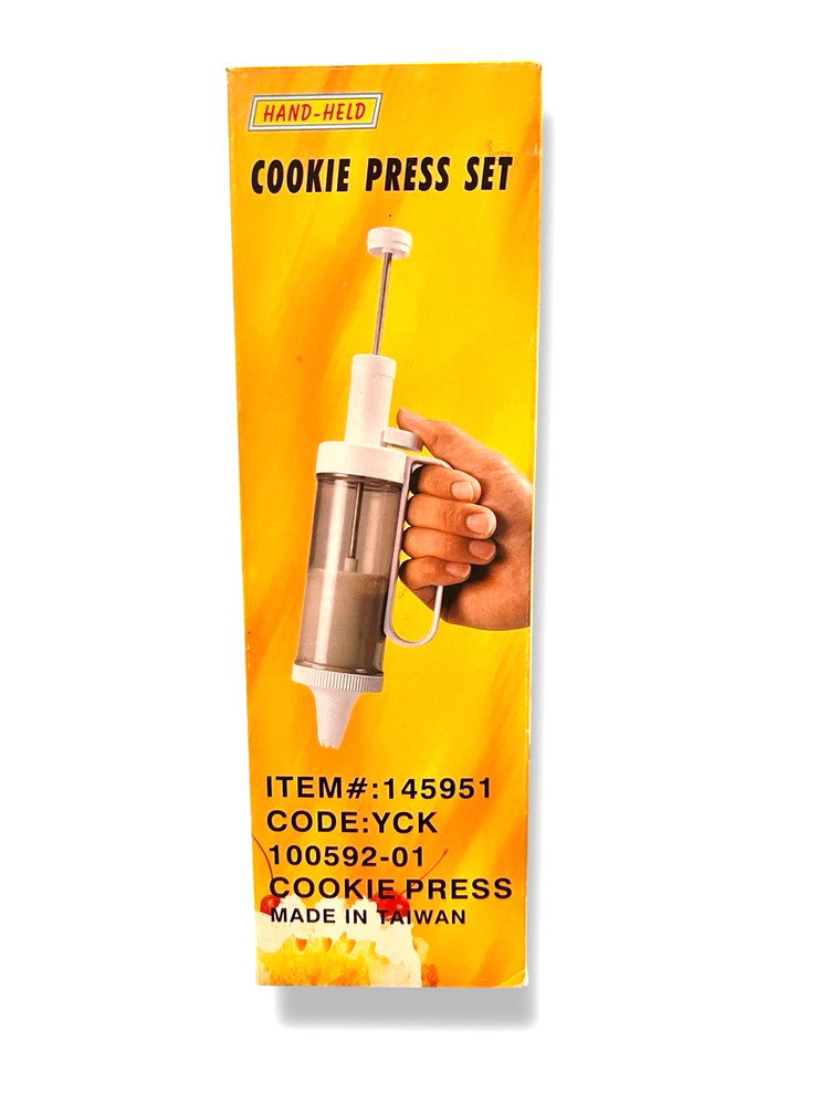 Hand Held Cookie Press Set 24 Decorating Discs 5 Nozzle Inserts Baking Holiday