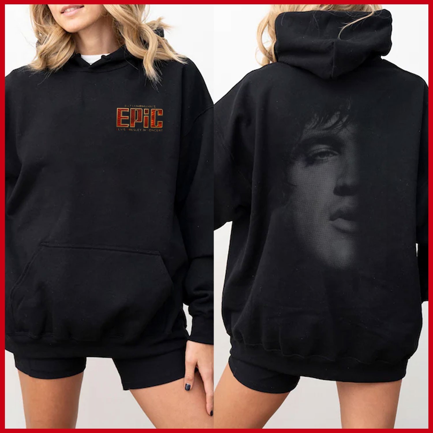 SALE 30% - Elvis Presley in Concert 2026 EPiC Face Blk Hoodie Reprint Gildan