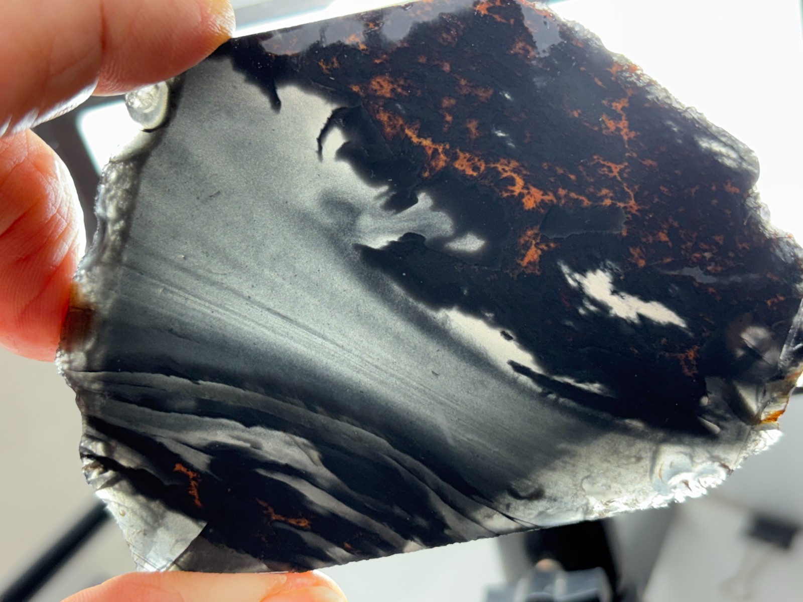 Tri-flow Sheen/Lace Obsidian Slab Lapidary Cabbing Knapping Combo ship avail