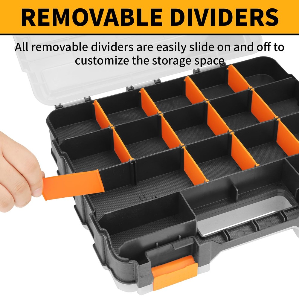 Mini Tool Box Organizer, Plastic Small Tool Box with Dividers, Double Side Be...