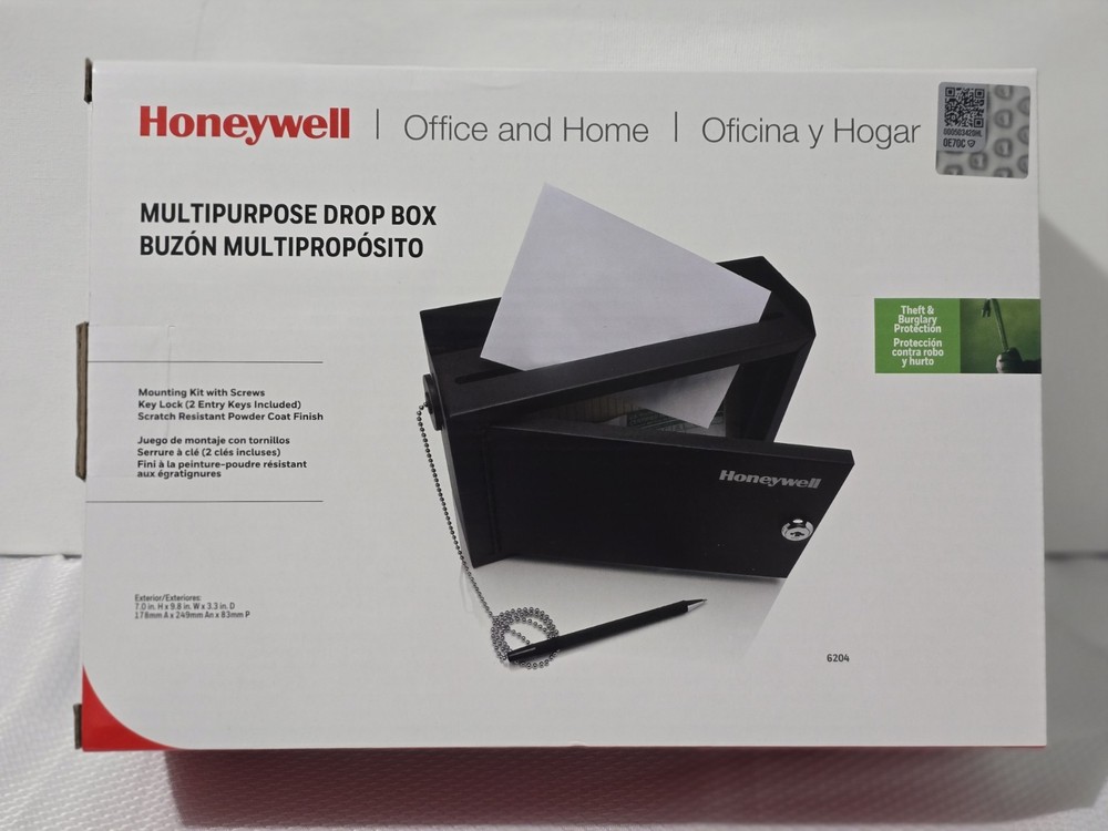 Honeywell Multi Purpose Drop Box Safe with Key Lock - Black (6204)