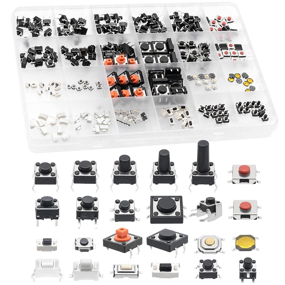 QTEATAK 240 Pcs 24 Value Micro Momentary Tactile Push Button Switch black