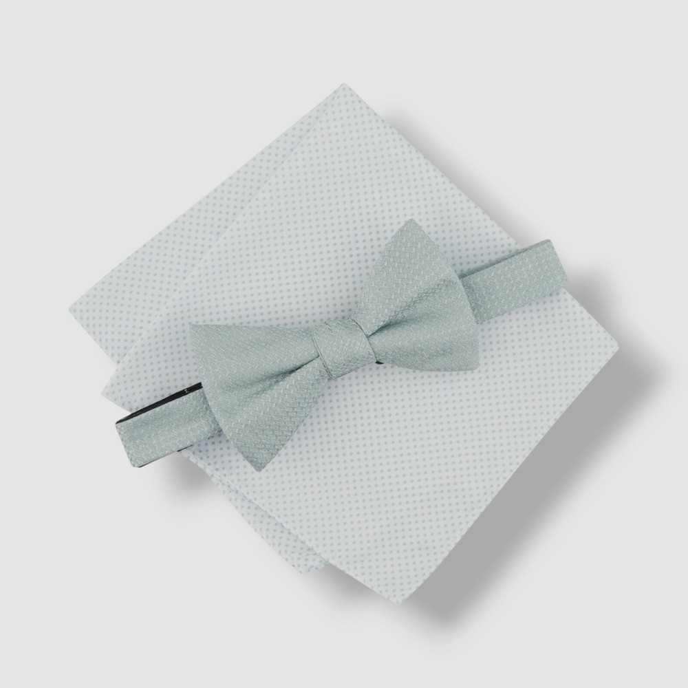 Alfani Men's Green Minetta Solid Bow Tie & Textured Pocket Square Set