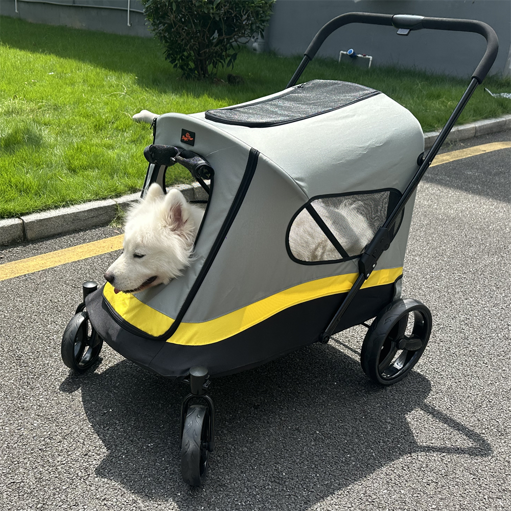 Premium 3-in-1 Pet Stroller for Small/Medium Dogs Cats One-click Folding Handle