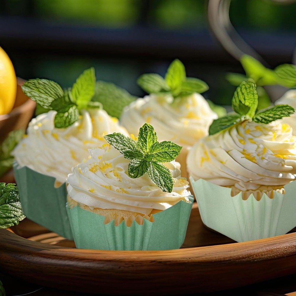 Whaline 450Pcs Gradient Green Mini Square Cupcake Liners Sage