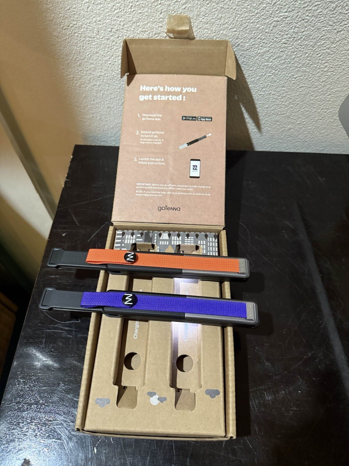 2 of GoTenna Off-Grid Texting SMS GPS Communicator Radio. Purple & Orange. 2x