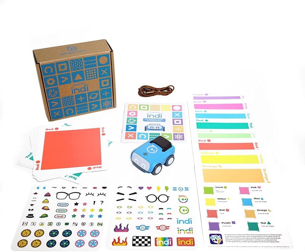 Indi At-Home Learning Kit - Screenless Coding Robot for Kids 4+ - Build Mazes L