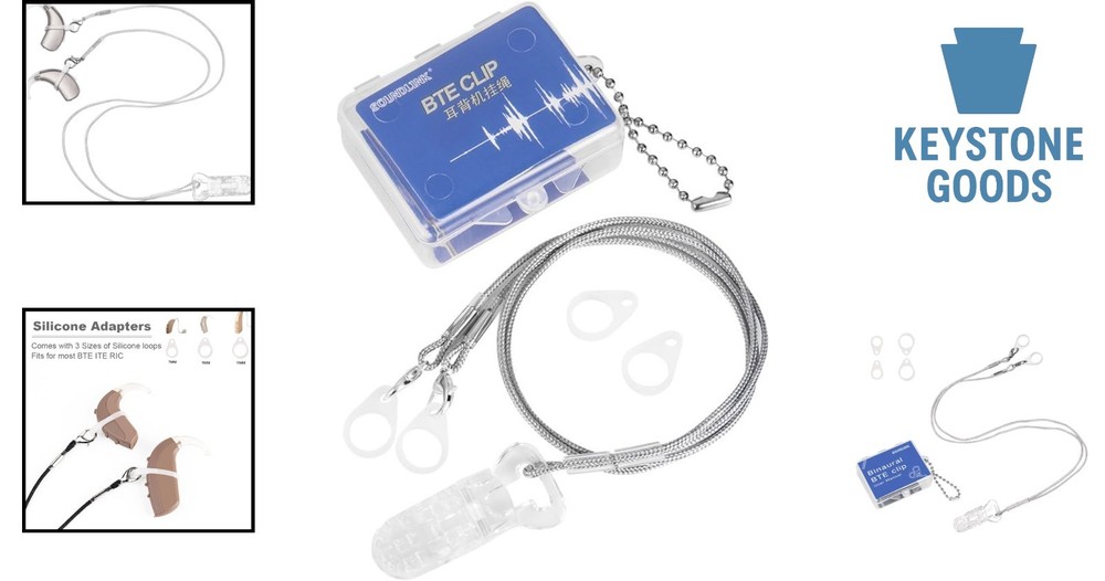Adjustable Hearing Aid Lanyard with Clips & Silicone Loops