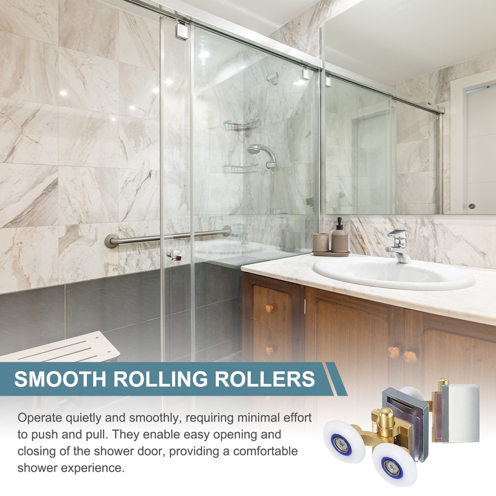2Pcs 25mm Double Shower Door Rollers Copper Bottom Wheels Copper Tone