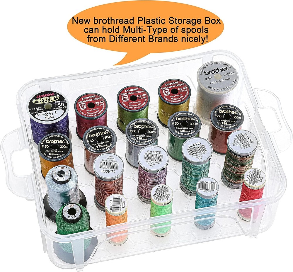 4-Layer Clear Storage Box for 80 Thread Spools - Stackable & Portable