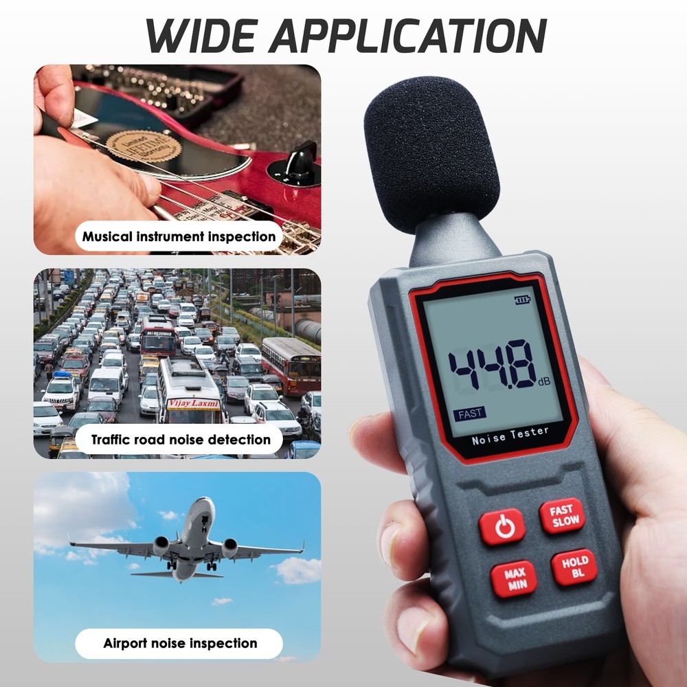 Portable Handheld Sound Level Meter 30-130dB with Capacitive Microphone Sensor