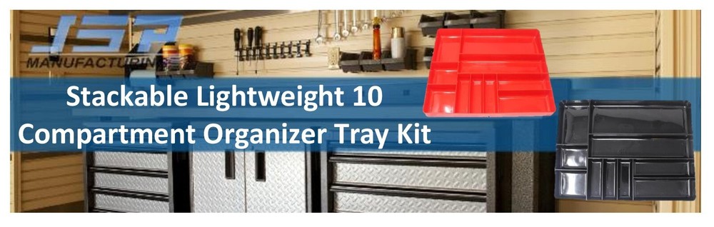 Black & Red Stackable Lightweight 10 Compartment Organizer Tray Kit