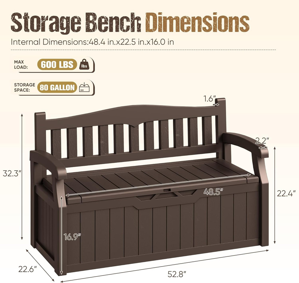 Spacious 80-Gallon Outdoor Deck Box for Storage & Organization