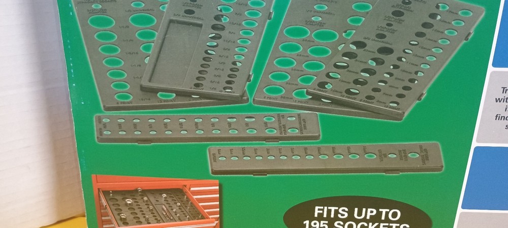 6-Piece Socket Drawer Organizer Set for Tool Chest, 195 Sockets