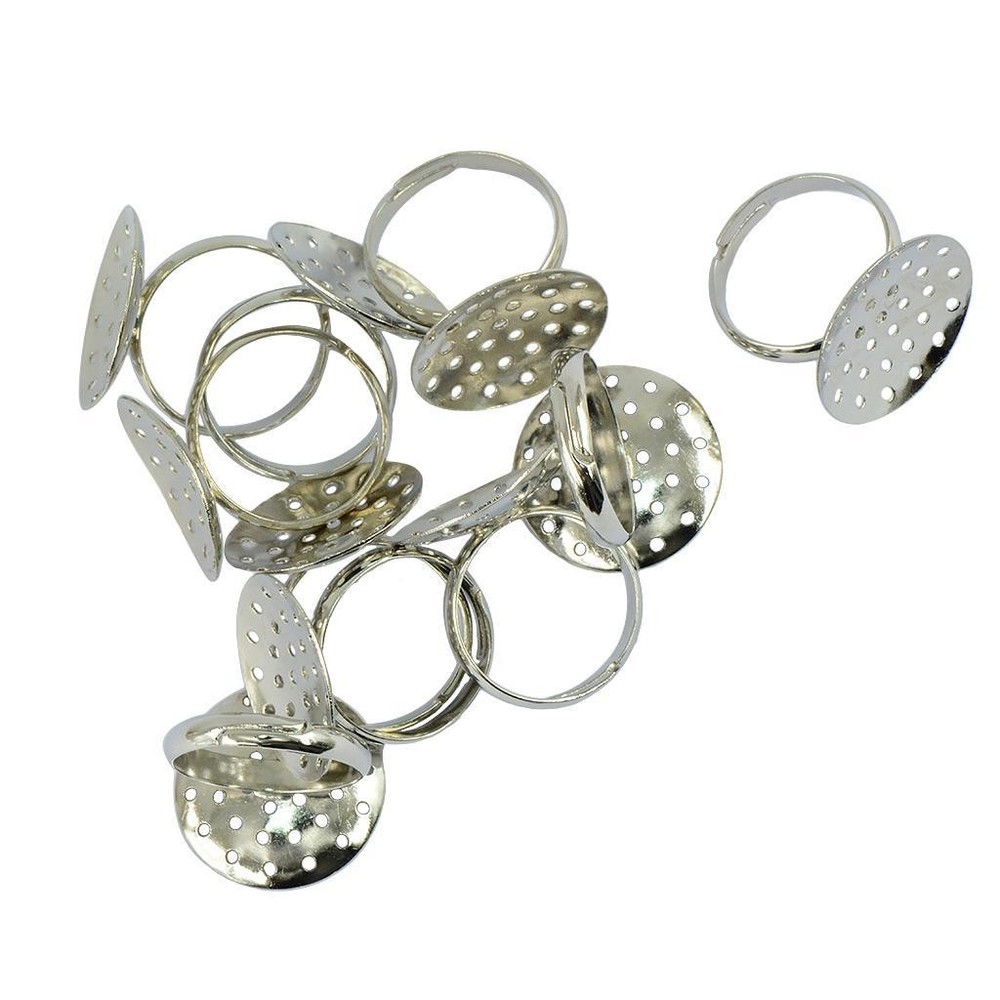 10Pcs 20mm Silver Plated Adjustable Sieve Tray Ring Bases