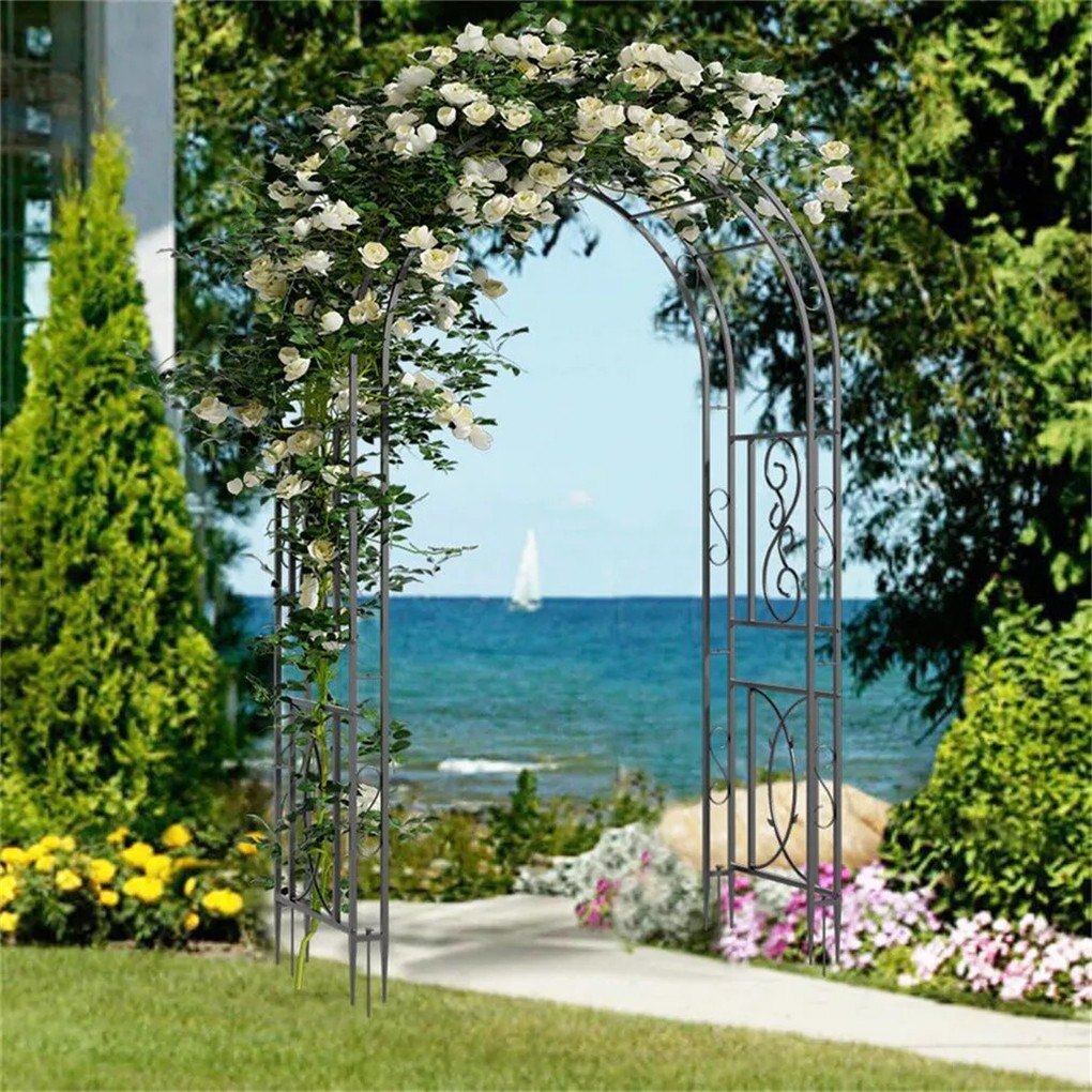 XXL Double-layer Garden Arch Trellis Metal Climbing Plant Archway with 8 Prongs