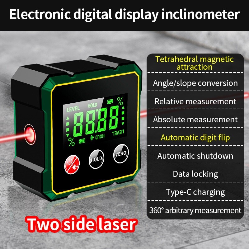 Digital Angle Finder Laser Protractor Magnetic Angle Gauge Finder Measuring Tool