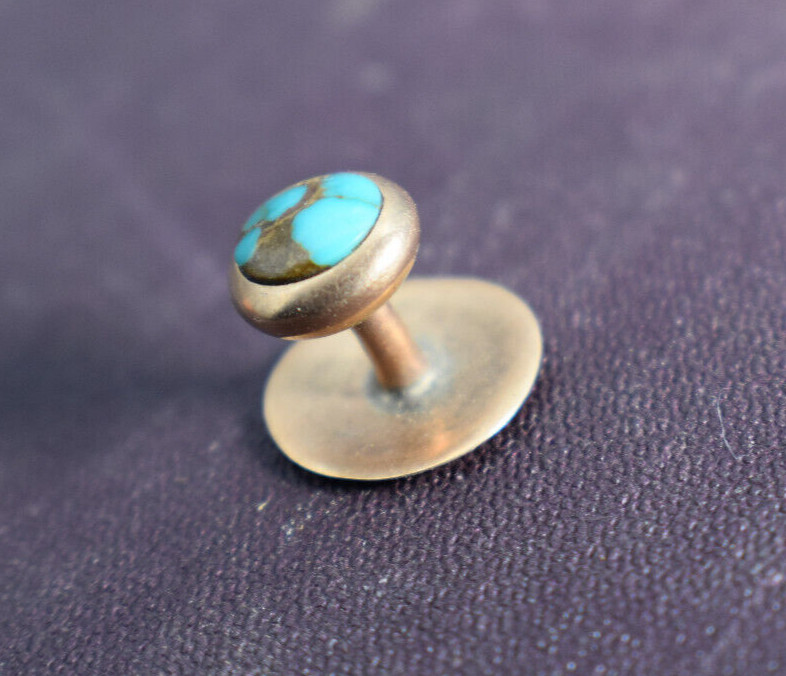 10 Kt Rose Gold Turquoise Antique Stud Button