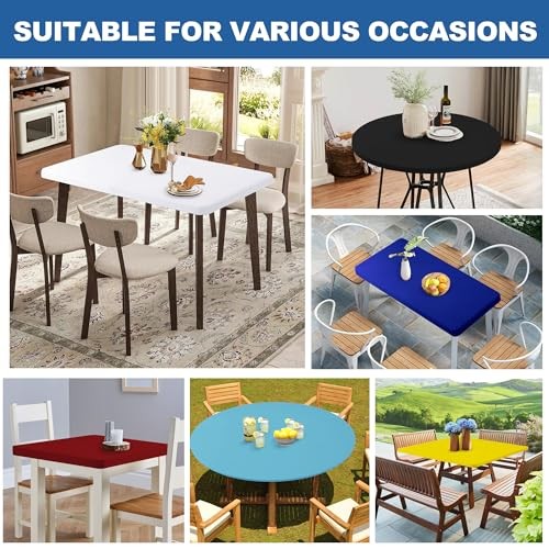 Fitted Table Cloth Rectangle Table 42x72 Inch-2 Pack Black Elastic Spandex