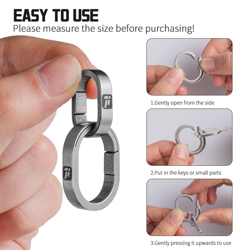 FEGVE Titanium Small Key Chain Rings, Quick Release Connecting Keychain Mini ...