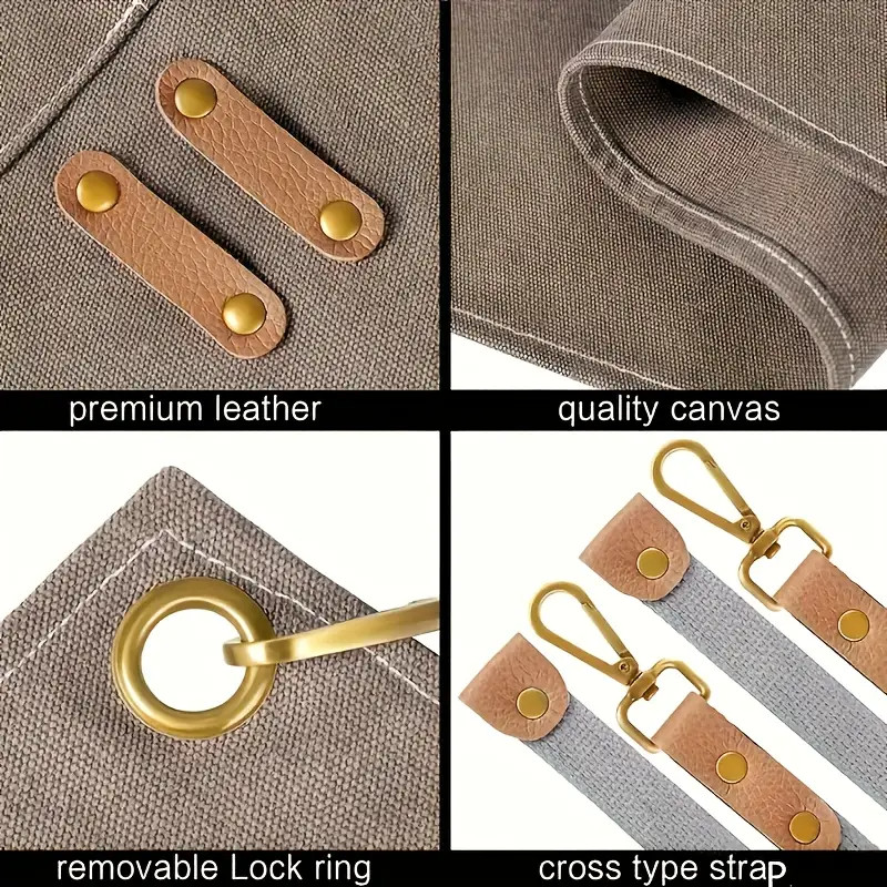 Men Women Thick Canvas Bib Apron For Kitchen Cooking Workshop Heavy Work