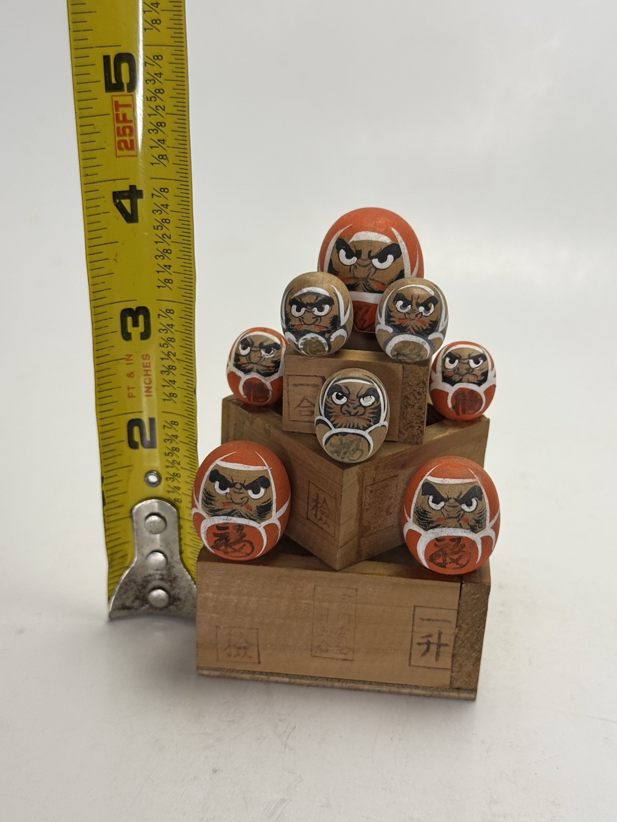 Japan Vtg Odawara Souvenir Daruma 4" Folk Art Miniature Doll Handcraft