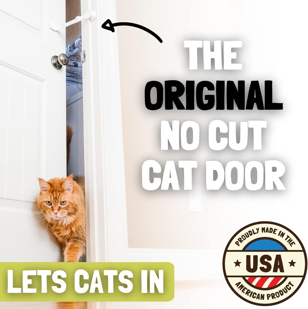 Effortless Cat Door Solution: Dog Proof Latch & Stopper - Quick Install (Gray)