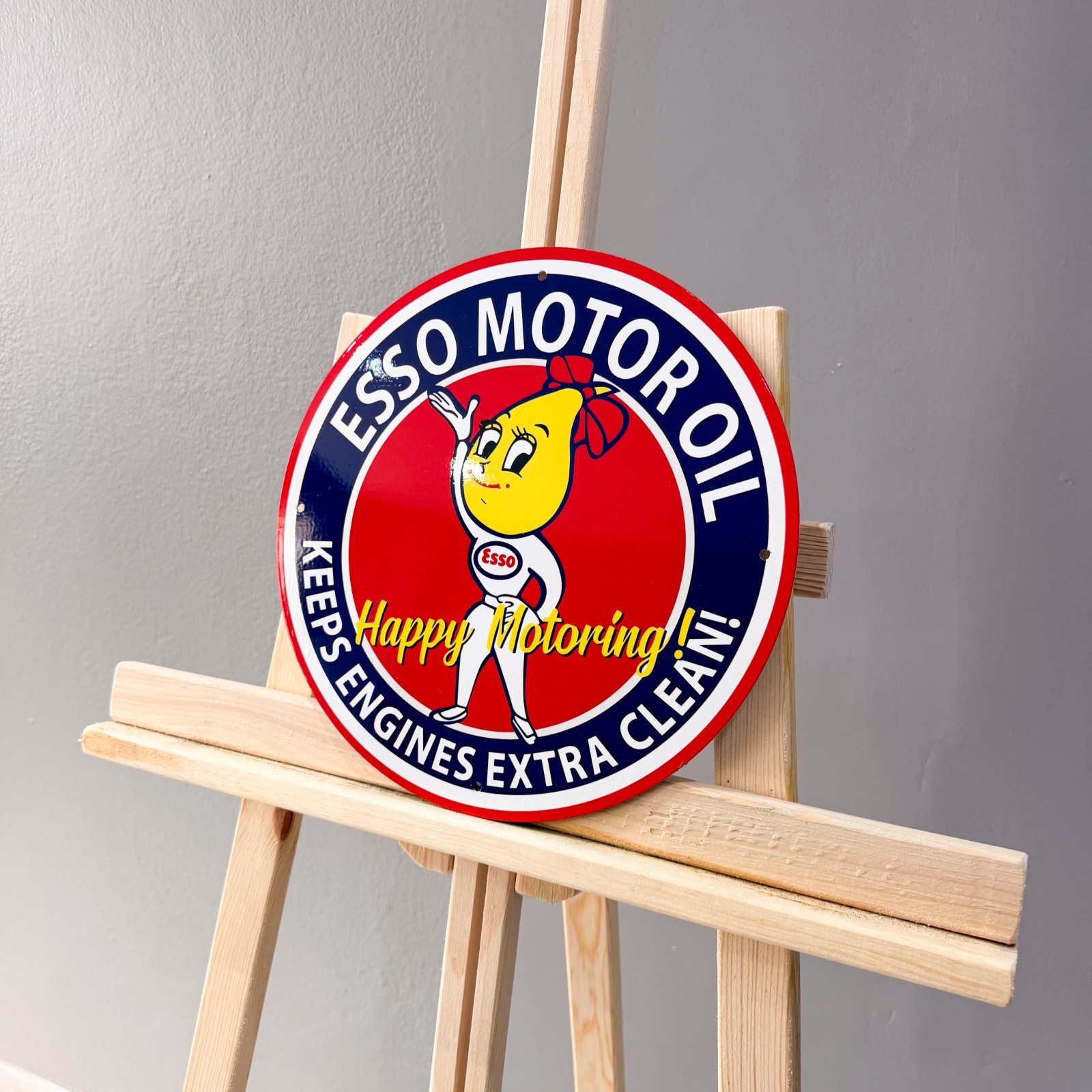 Esso Motor Oil Happy Motoring Female Mascot Metal Sign – 30 cm / 11.8”
