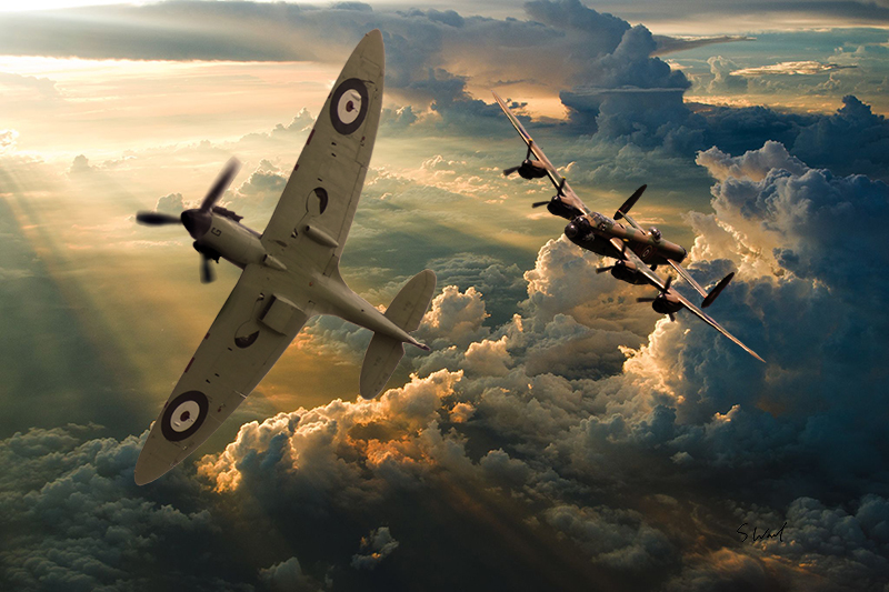 BBMF Spitfire and Lancaster canvas prints various sizes free delivery