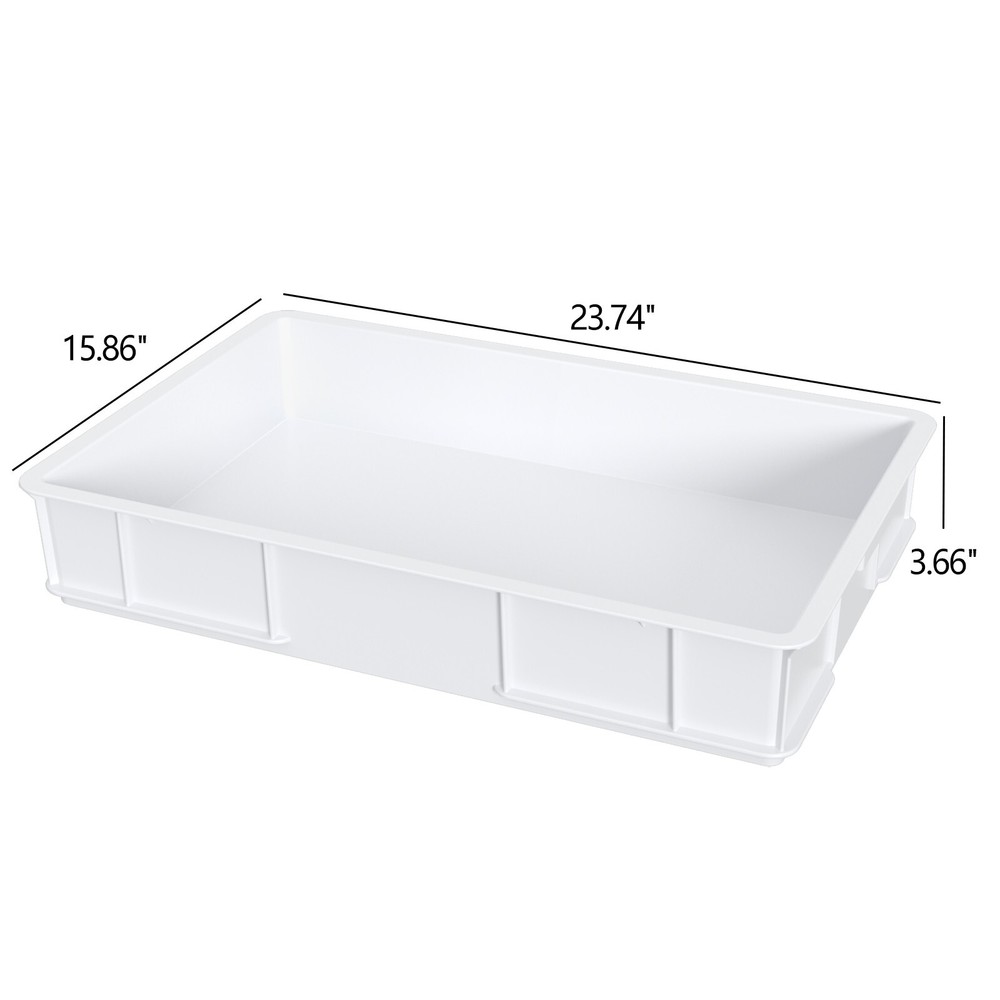 4Pack Plastic Commercial Stackable Pizza Dough Proofing Box Tray Container White
