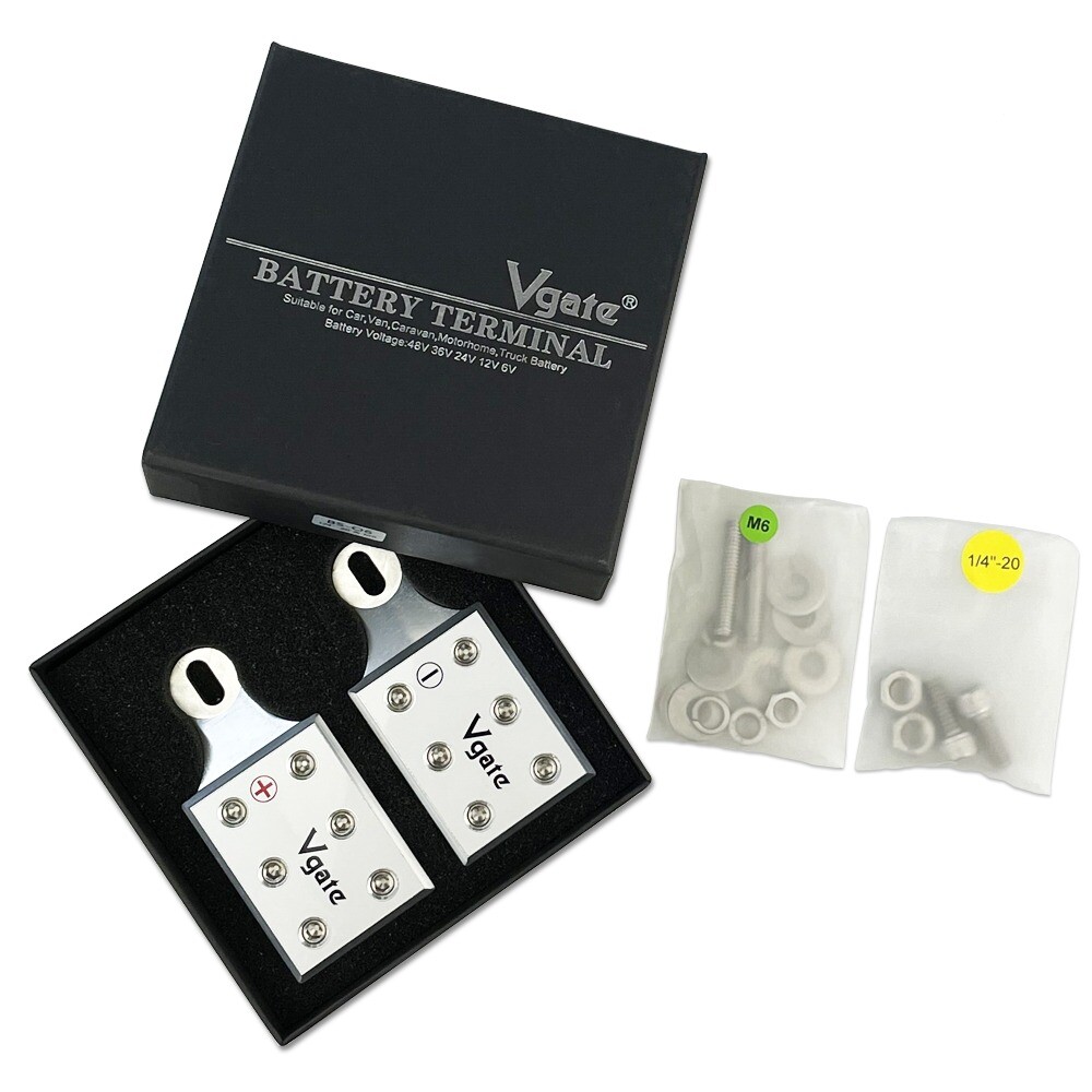 Vgate 6x1/0 AWG Gauge Post Battery Terminals for Lithium or AGM,M6 or 1/4”-20