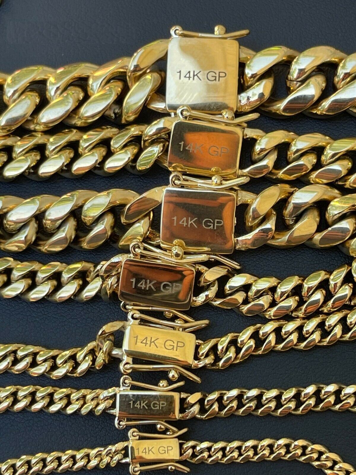 Miami Cuban Link Chain Necklace Bracelet 14k Gold Plated Stainless Steel 4-14mm