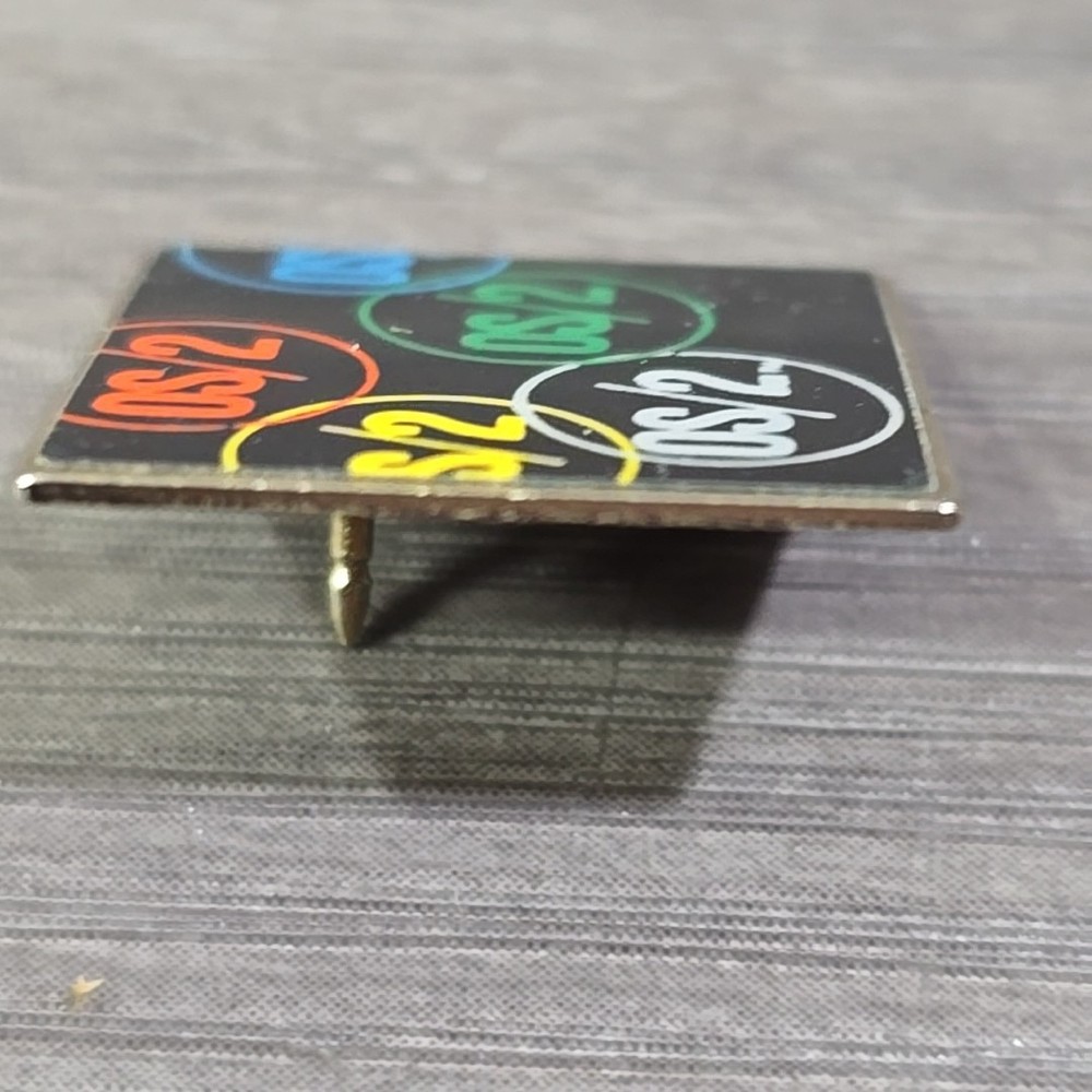 Vtg OS 2 Pinback Windows Operating System Lapel Pin Microsoft Logo