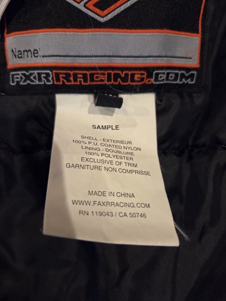 Y2K FXR Snowmobile Racing Jacket Medium Black white sample model rare.