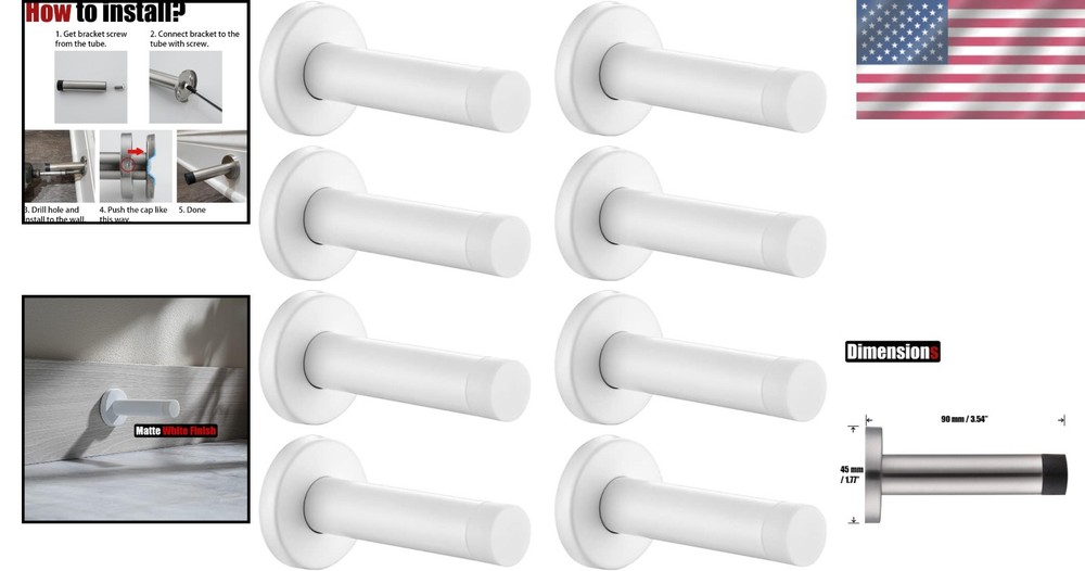 Rust-Resistant Stainless Steel Door Stopper Pack