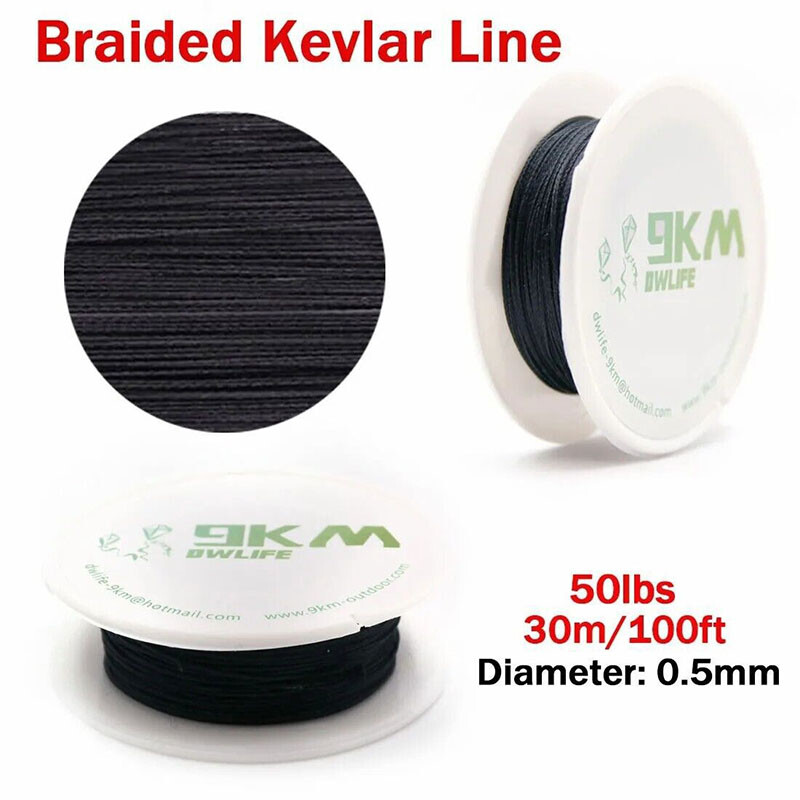 9KM Black Braided Kevlar Cord High Strength Wear Resistance Made with Kevlar
