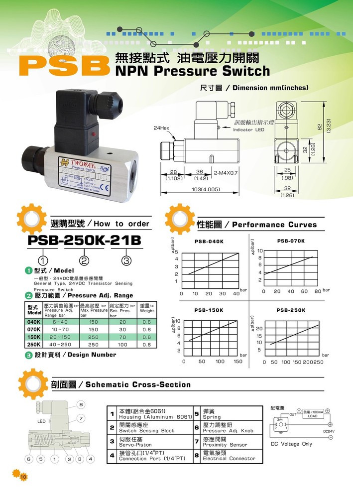 1pcs TWOWAY Pressure Switch Relay PSB-150K-21B