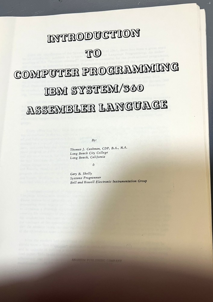Introduction to Programming IBM/360 Assembly Language