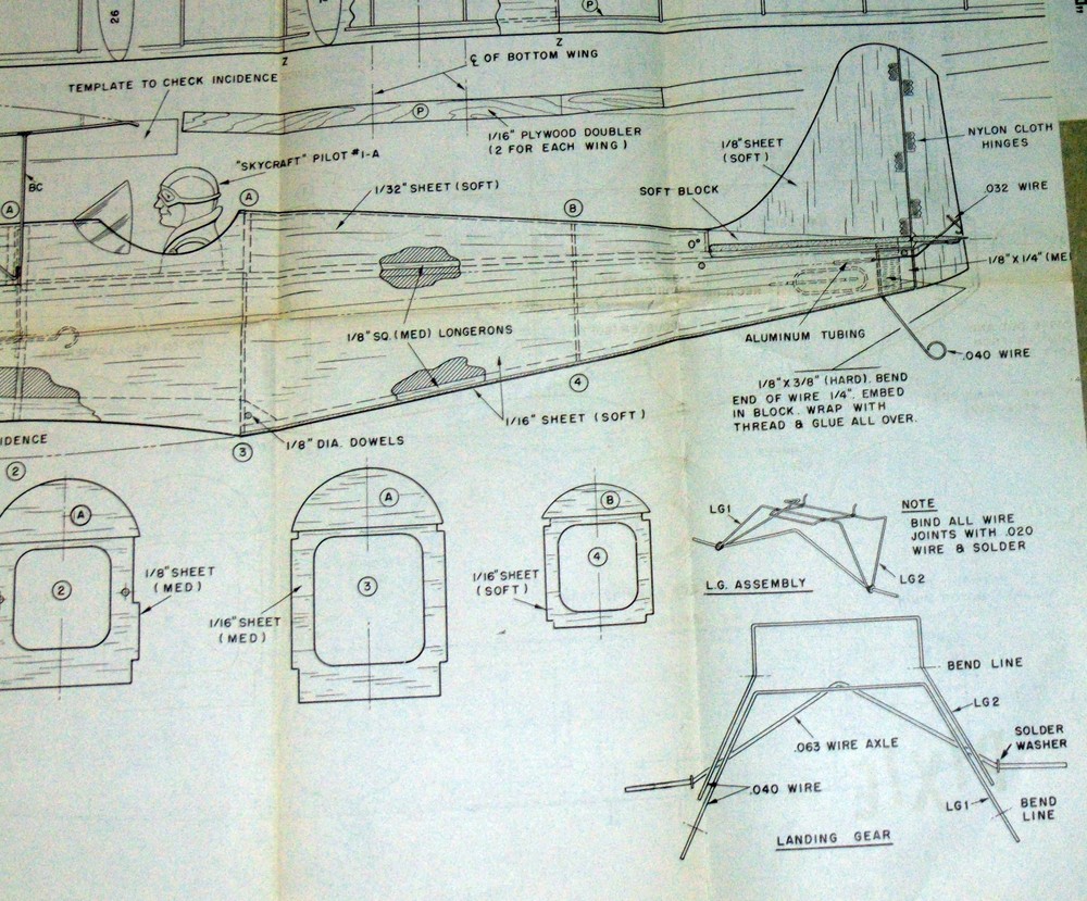Hobby Helpers Model Airplane Plan Set #261, Pixie RC, Swoop CL Combat, Bearcat