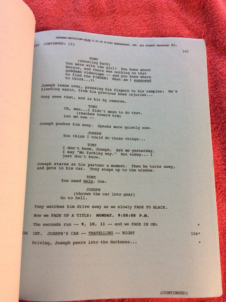 ORIGINAL SCRIPT HELLRAISER INFERNO DOUG BRADLEY CLIVE BARKER SCOTT DERRICKSON