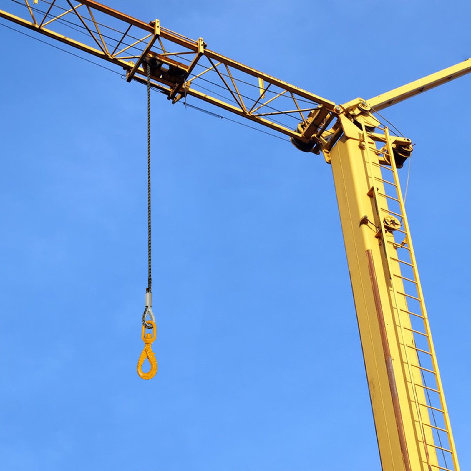 9/16in*100FT Steel Winch Cable Wire Rope w/ Swivel Self-locking Hook 4409.25 lbs