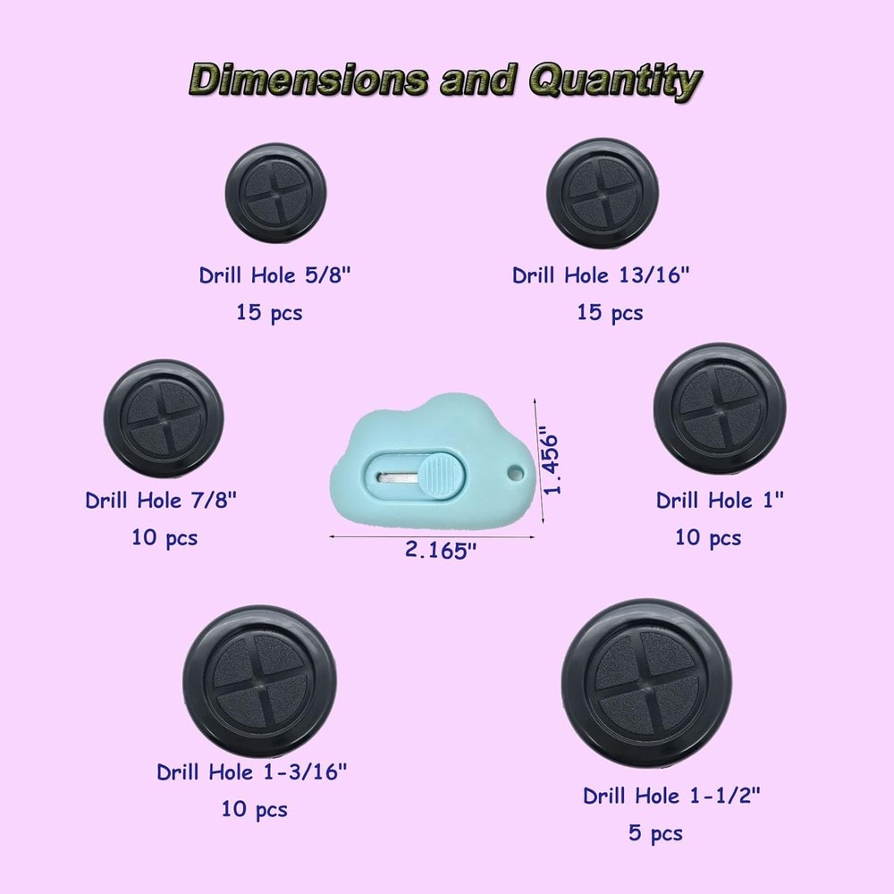 65Pcs Round Rubber Grommets kit 6 Sizes Double Sided for...